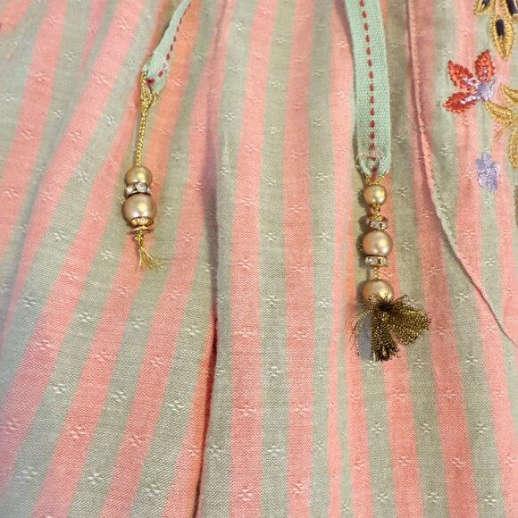 SMALL Aratta Silent Journey Boho Seven Hills Embroidered Stripe Wide Leg Pants - Picture 12 of 14